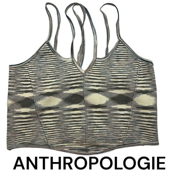 Anthropologie Multi Strap Halter top Women’s Medium Brown Cream Olive - Picture 1 of 8